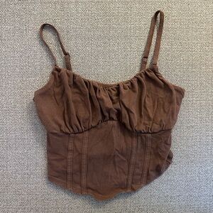 Hollister Brown Ruched Bustier Camisole